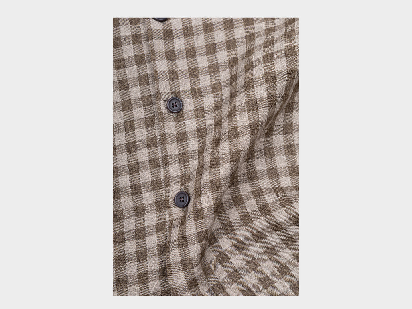 Evan Kinori Flat Hem Shirt Linen Check Beige / Brown