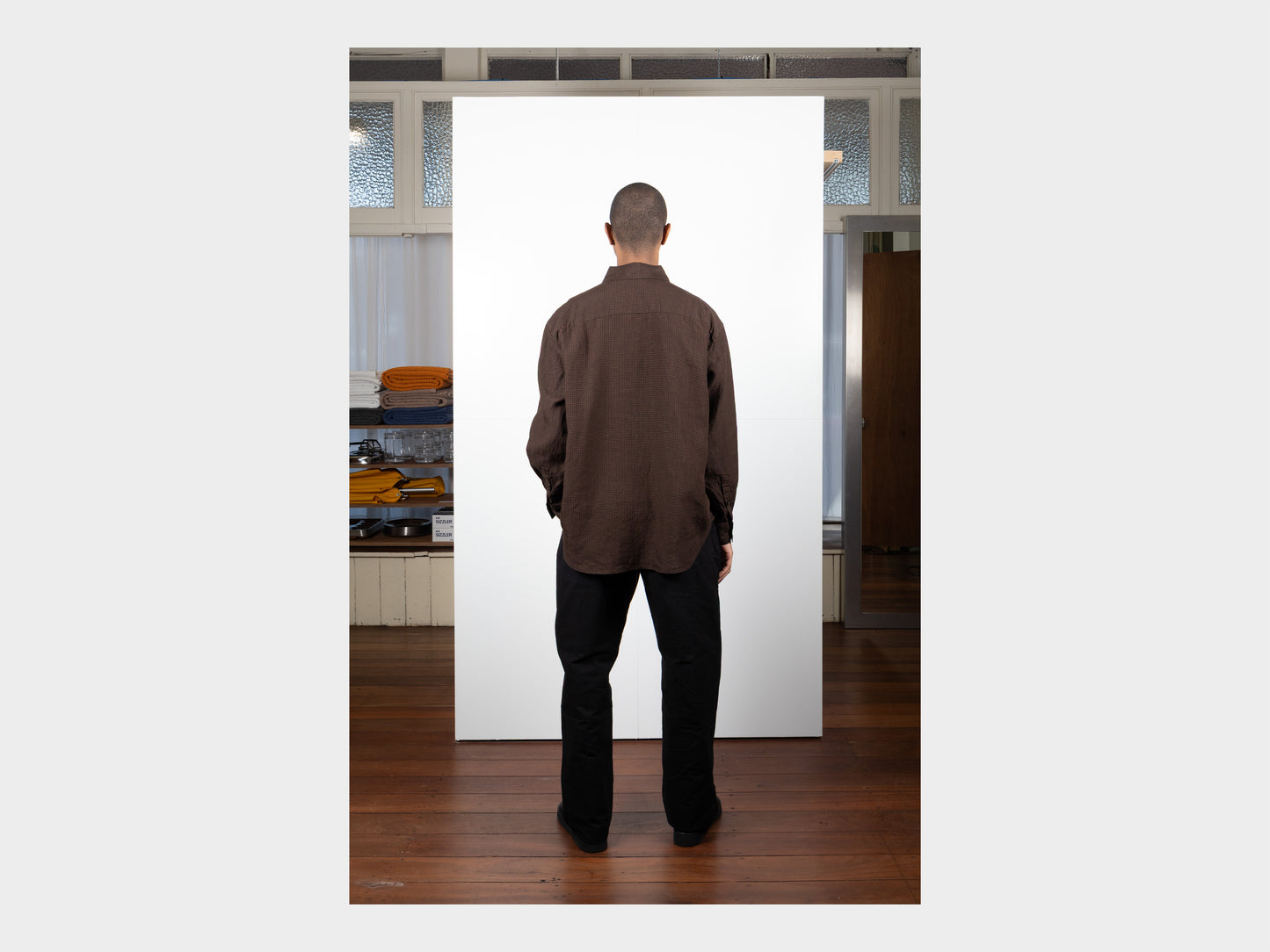 Evan Kinori Big Shirt Two Logwood Linen Check