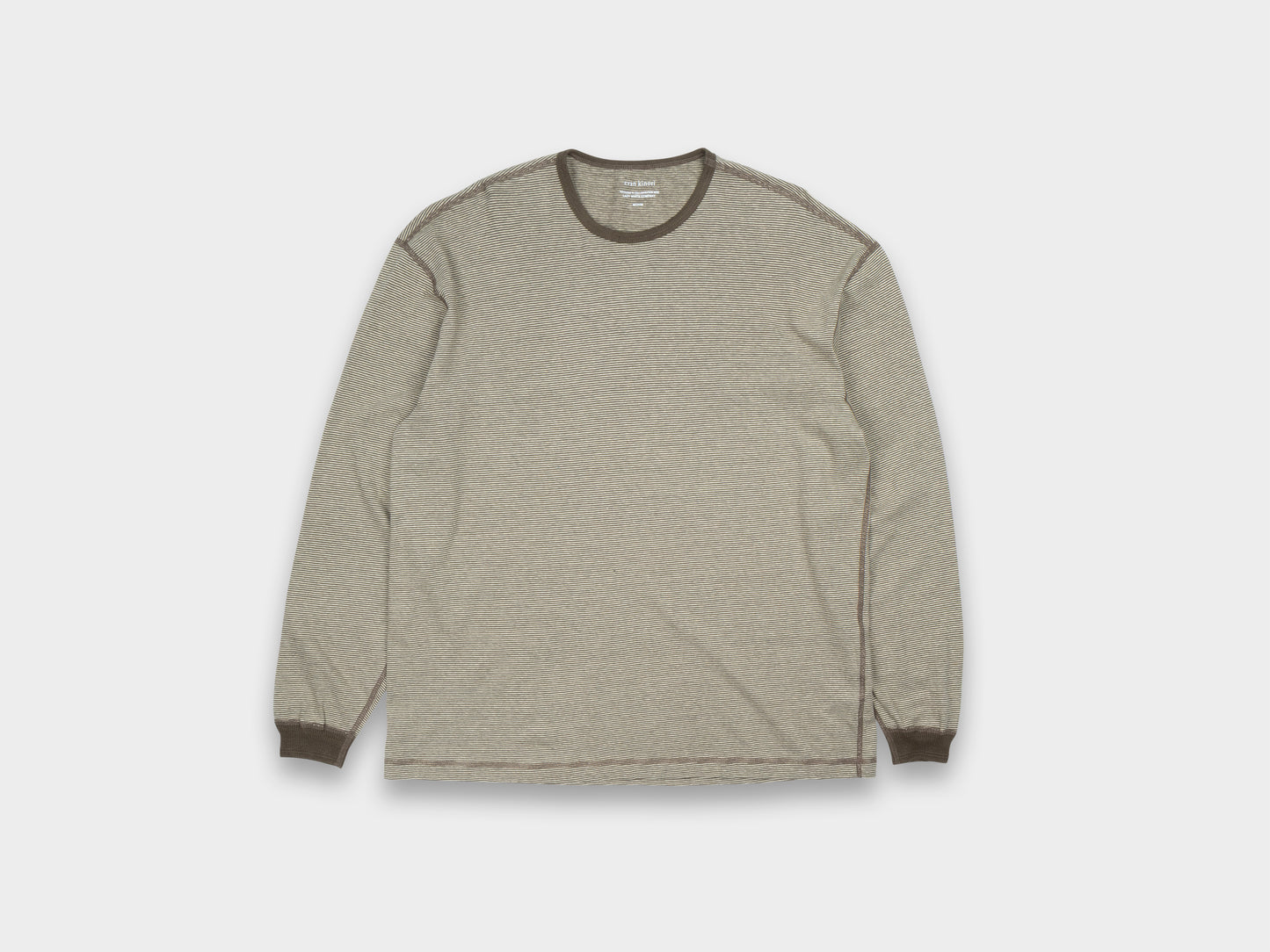Evan Kinori Long Sleeve Tee Striped Taupe/Natural
