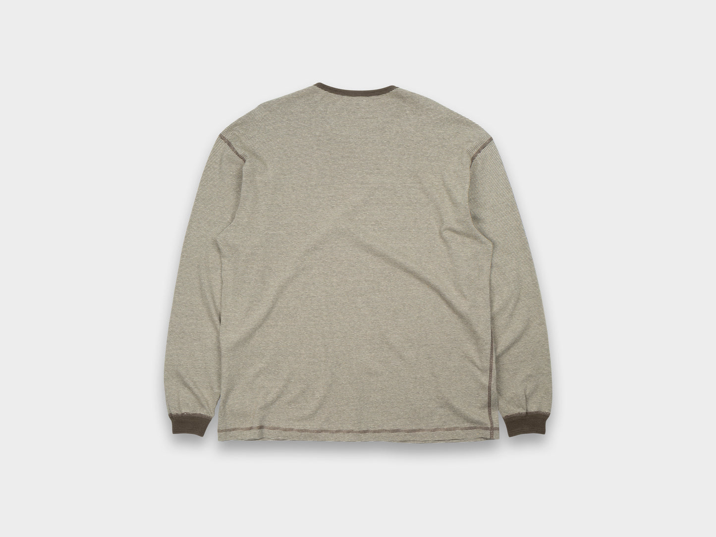 Evan Kinori Long Sleeve Tee Striped Taupe/Natural