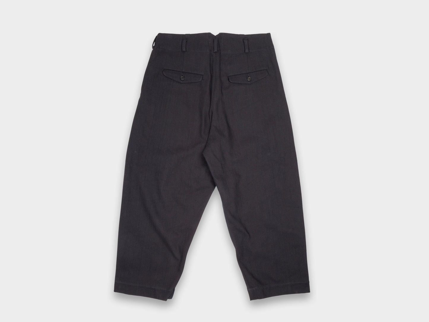 Evan Kinori Two Pleat Pant Cotton Kersey Black