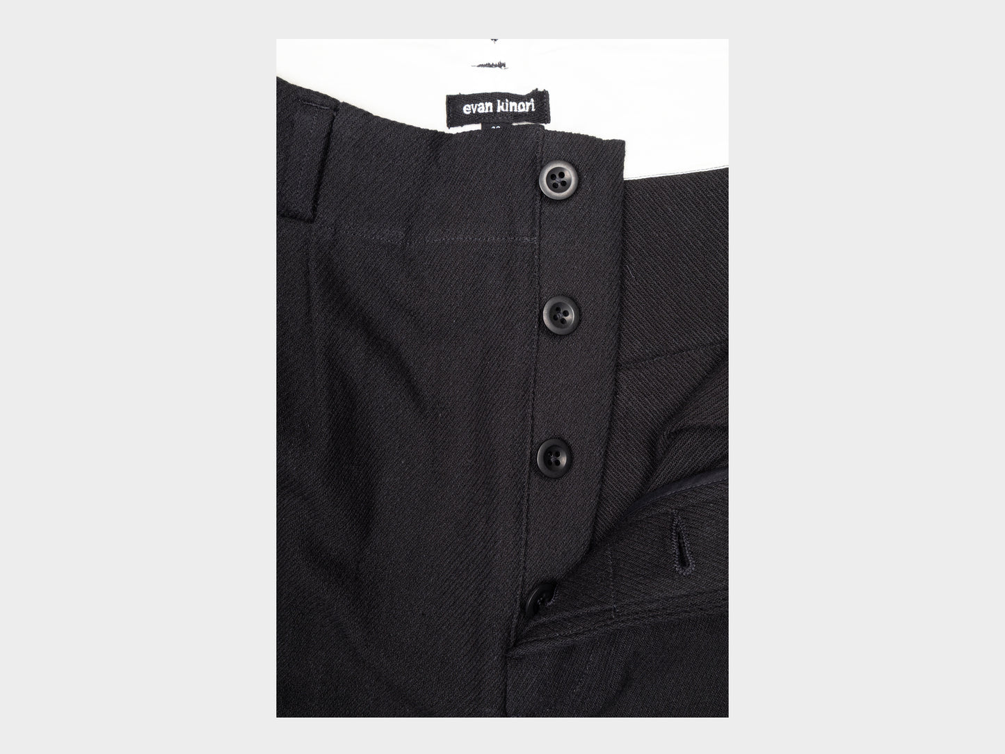 Evan Kinori Two Pleat Pant Cotton Kersey Black