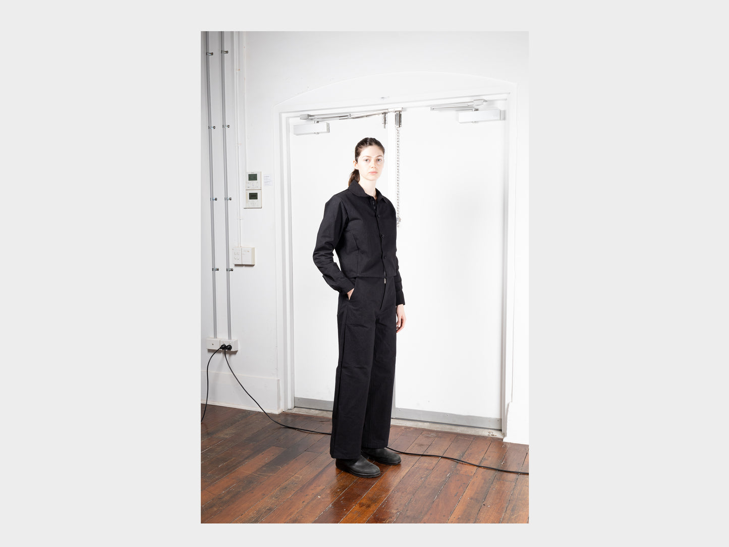 W-R0P4 "High-Wide Pants" Black Wax