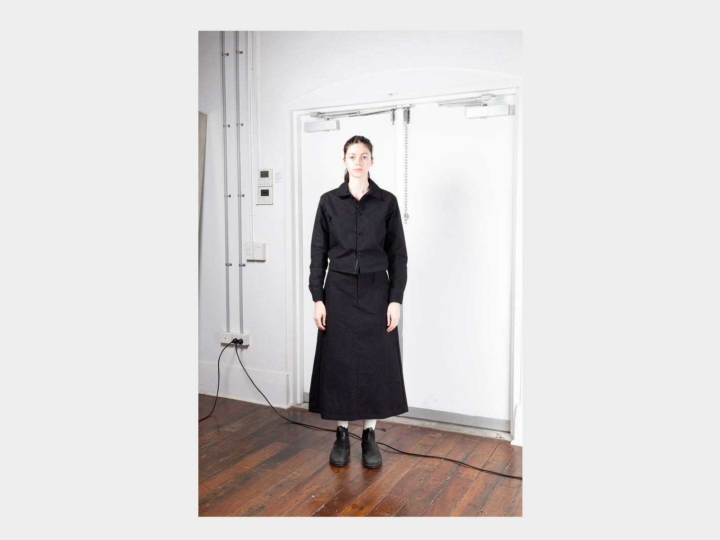 W-R0P7 "Work Skirt" Black Wax