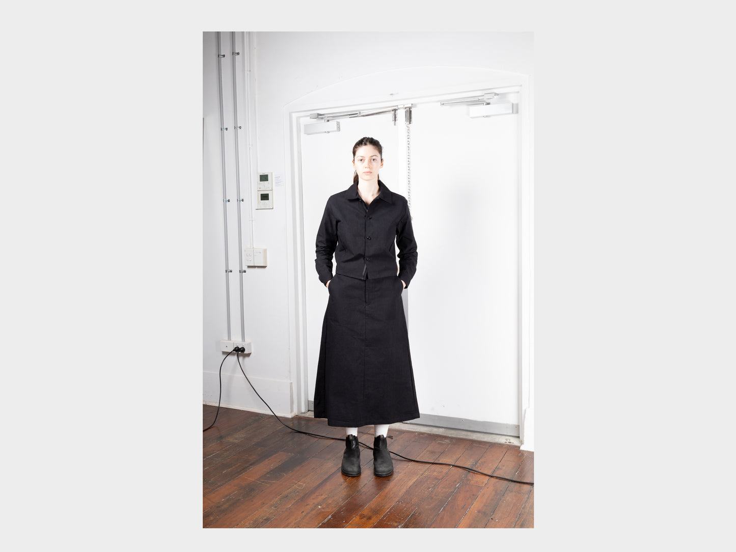 W-R0P7 "Work Skirt" Black Wax