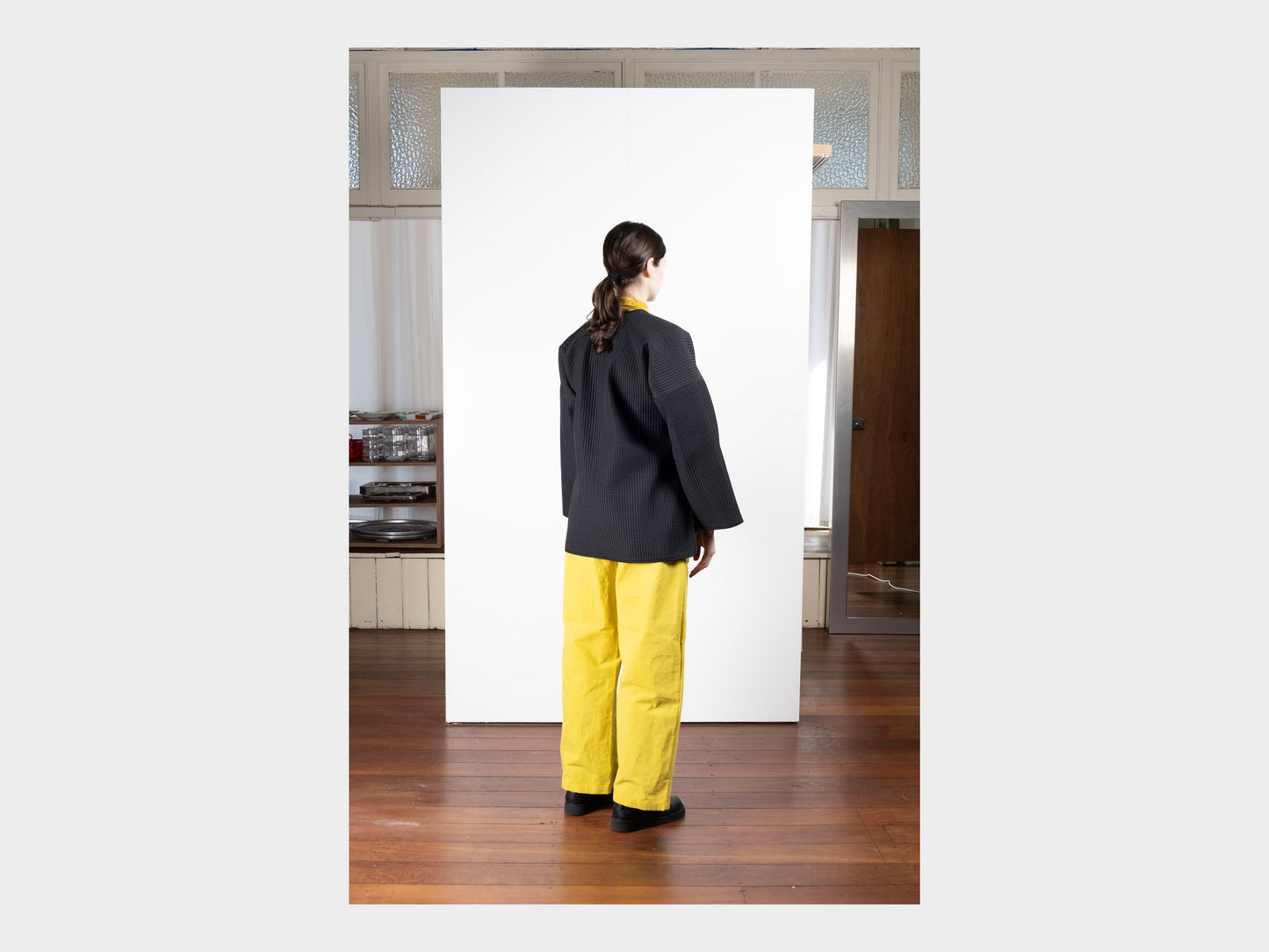 W–R21O7 "Long Cross Cardigan" Black Nubi