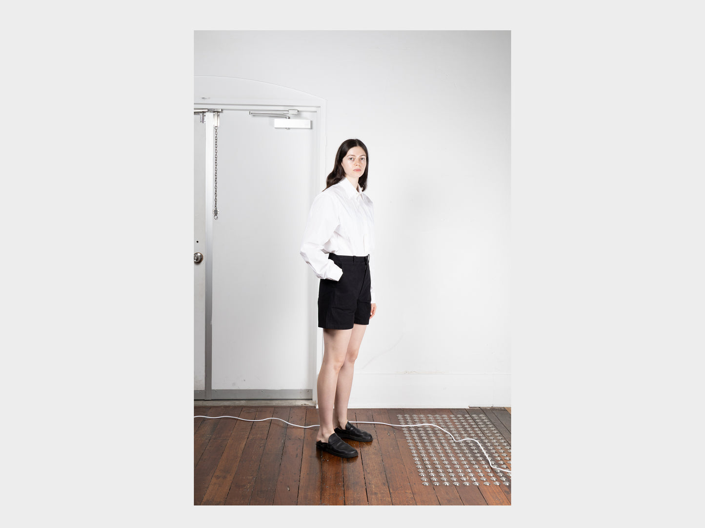 W-R18P5 "High-Wide Shorts" Black Wax