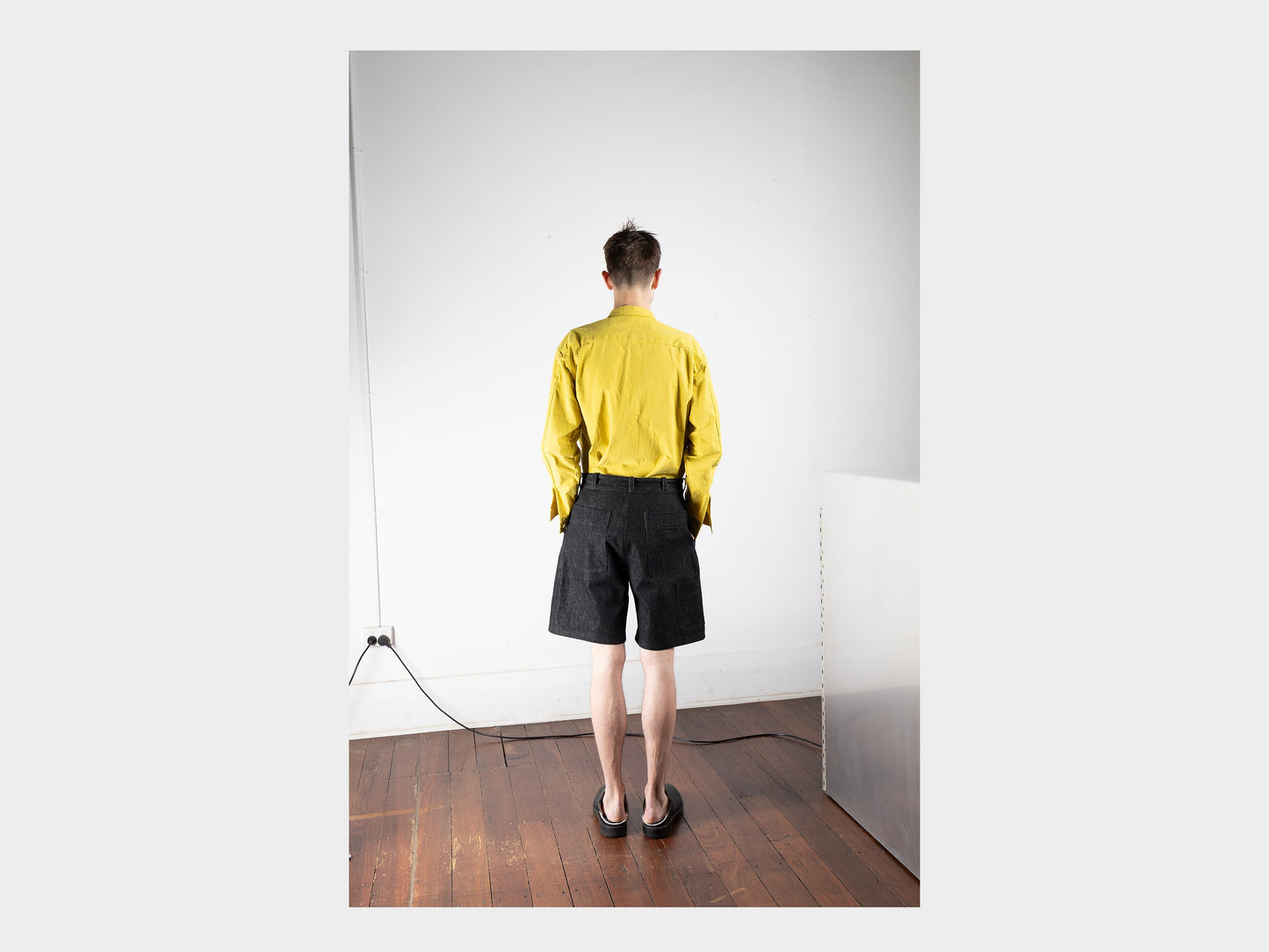 R16J7 "Jebok Shorts" Black Slub Denim