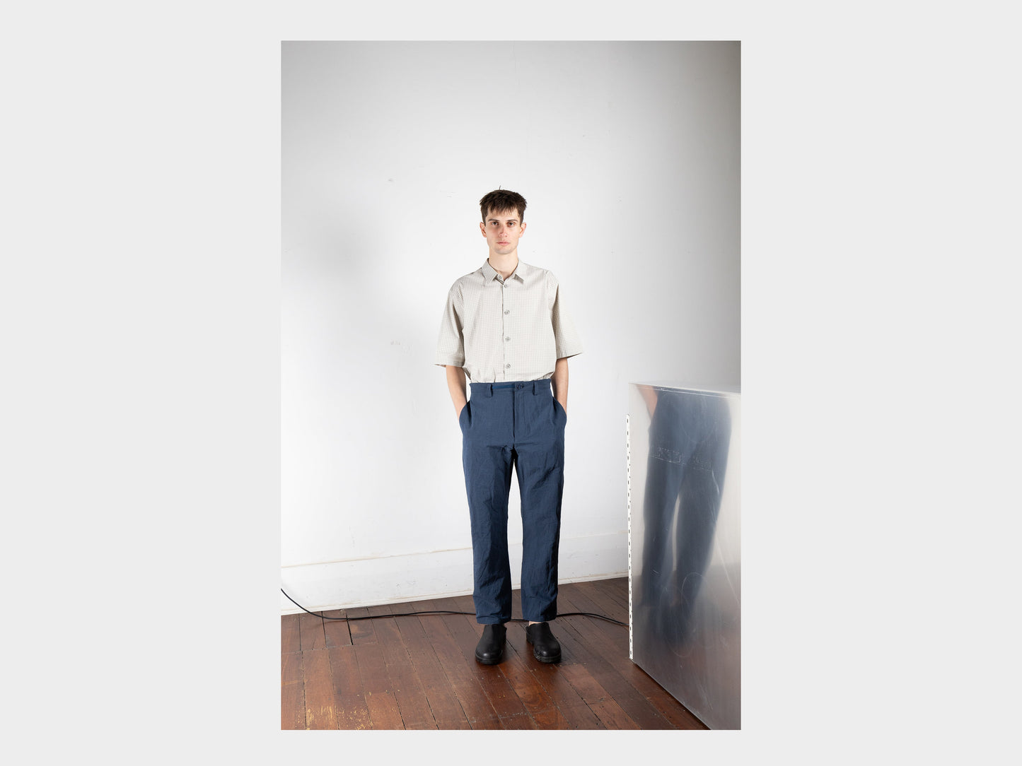 R16P3 "Loose Pants" Blue Metal Linen