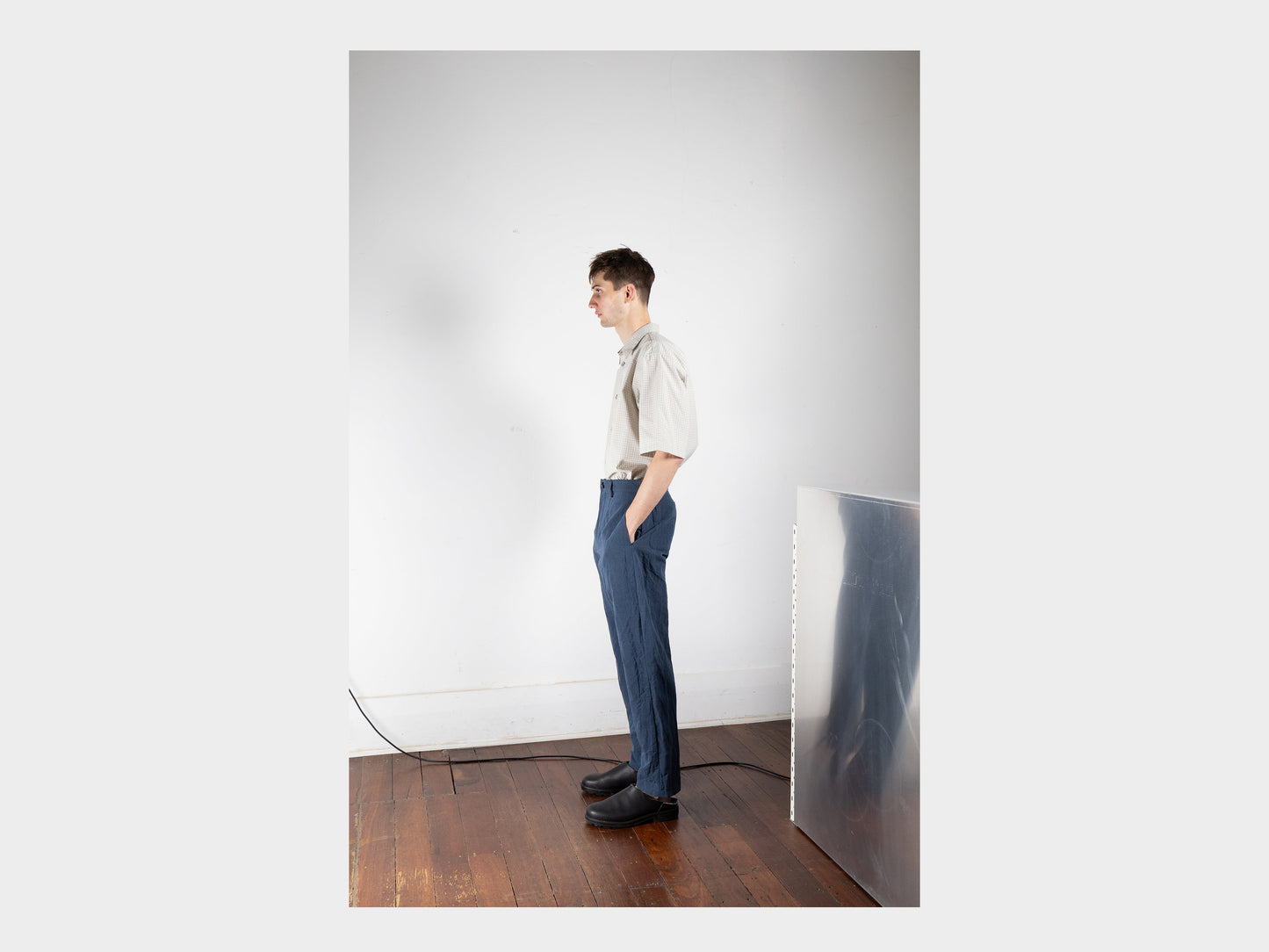 R16P3 "Loose Pants" Blue Metal Linen