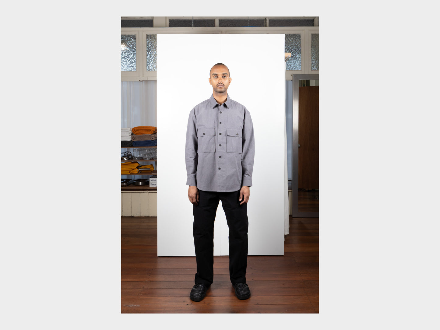 Evan Kinori Big Shirt MAN–TLE Stone Wax