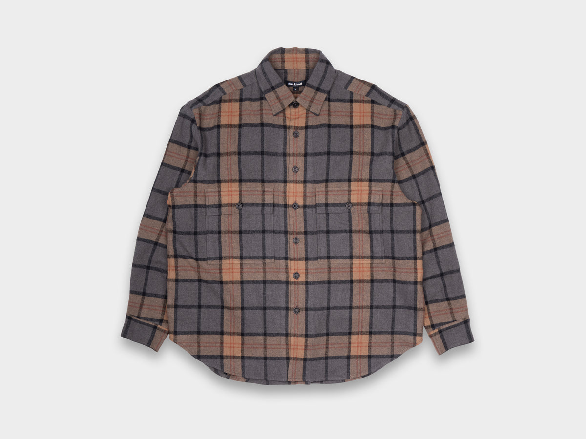 Evan Kinori Big Shirt Brushed Wool / Cashmere Check