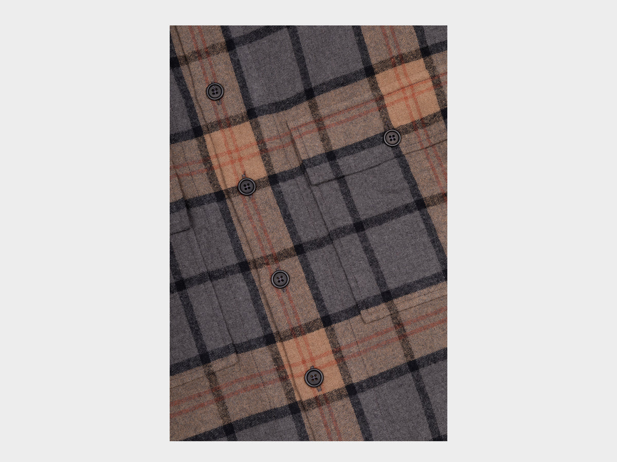 Evan Kinori Big Shirt Brushed Wool / Cashmere Check