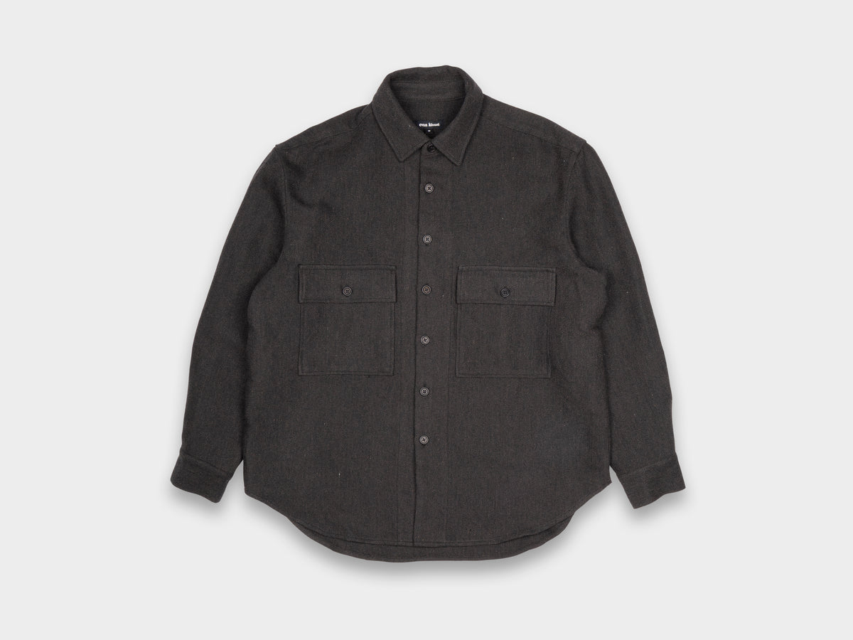 Evan Kinori Big Shirt Wool / Linen Herringbone