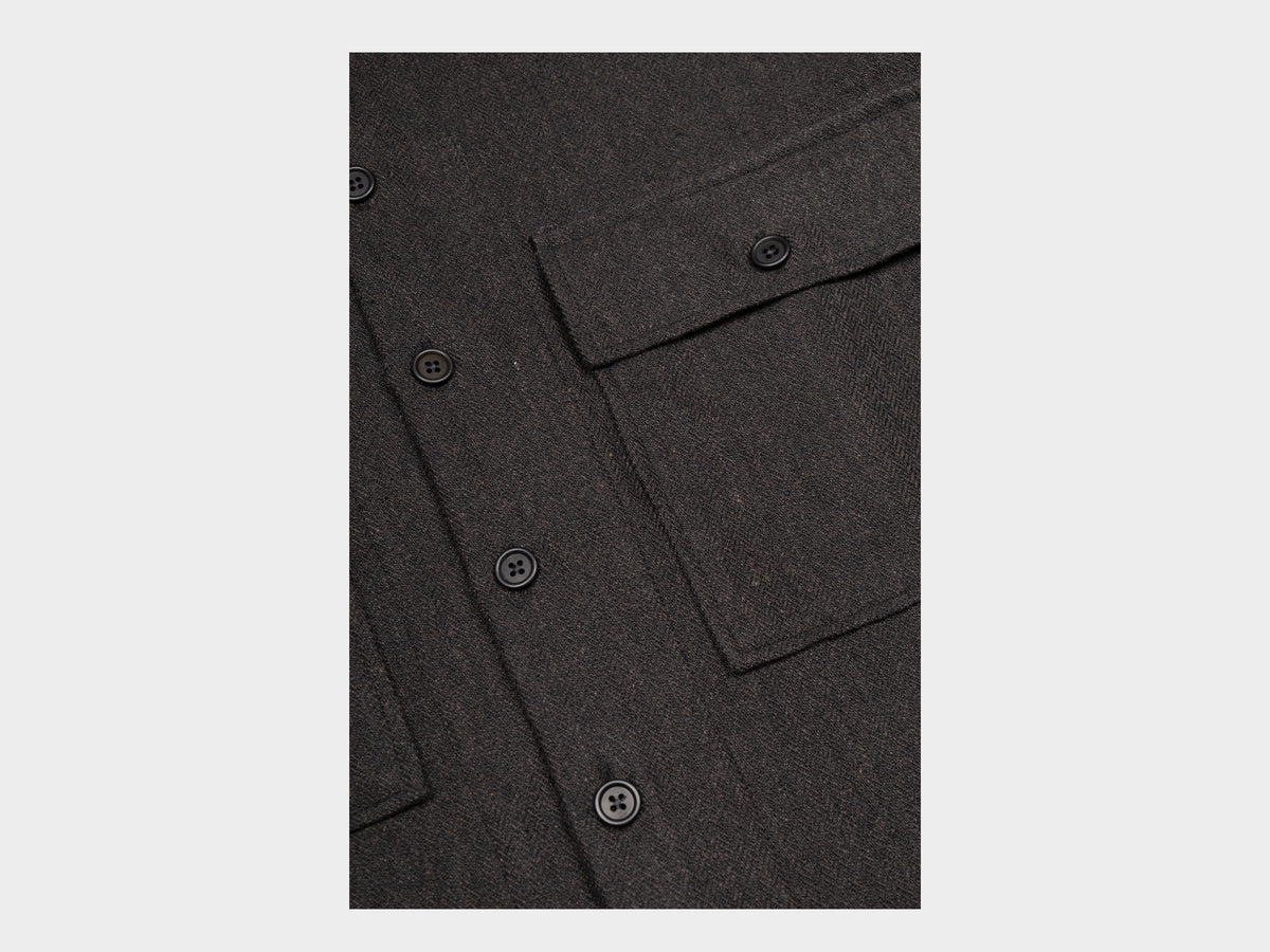 Evan Kinori Big Shirt Wool / Linen Herringbone