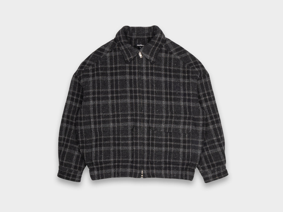 Evan Kinori Zip Jacket Two Wool Tweed Check