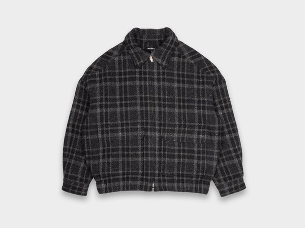 Evan Kinori Zip Jacket Two Wool Tweed Check