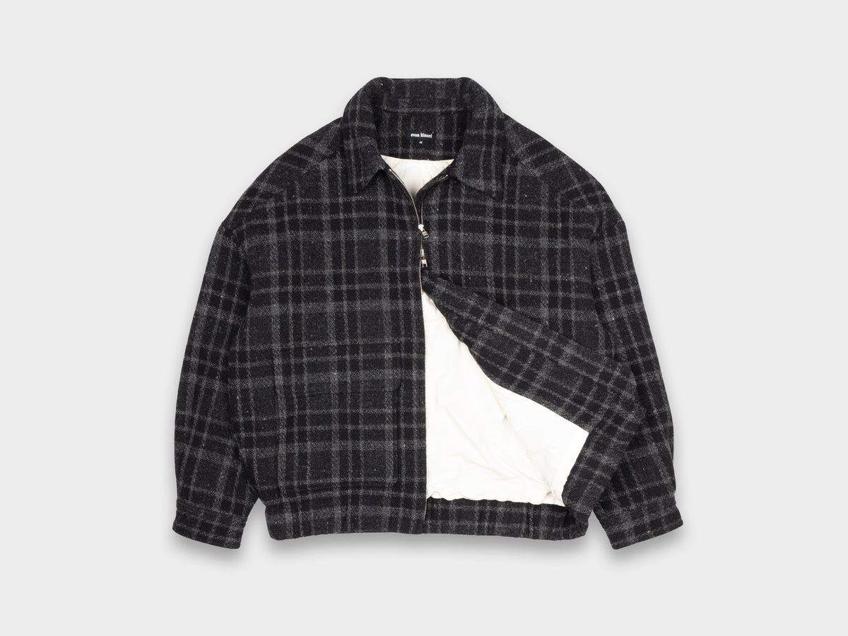 Evan Kinori Zip Jacket Two Wool Tweed Check