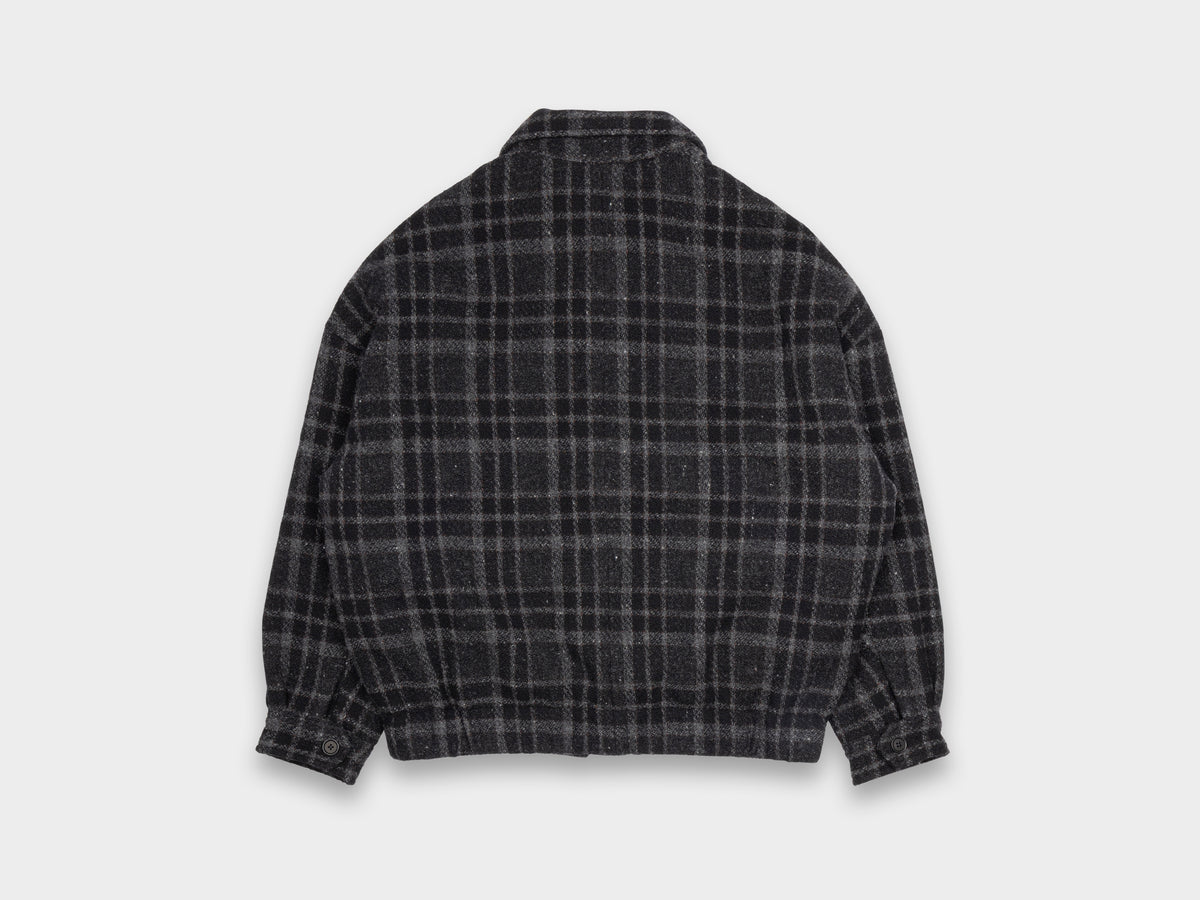 Evan Kinori Zip Jacket Two Wool Tweed Check