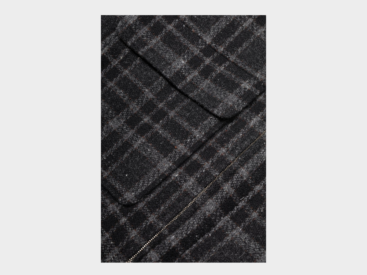 Evan Kinori Zip Jacket Two Wool Tweed Check