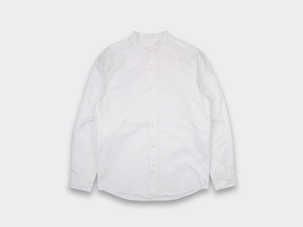 Evan Kinori Band Collar Shirt Typewriter White