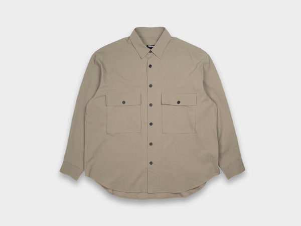 Evan Kinori Big Shirt Cotton Batiste Dark Beige