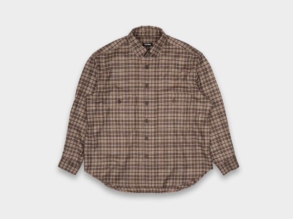 Evan Kinori Big Shirt Irish Wool Flannel Brown / Beige