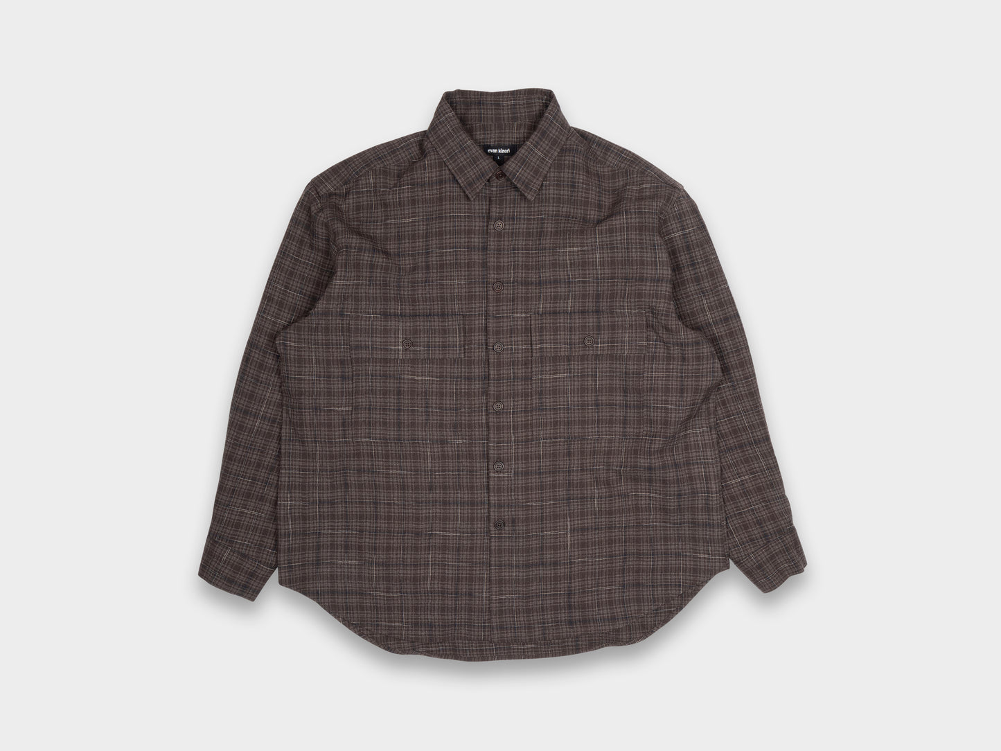 Evan Kinori Big Shirt Kasuri Wool Check Beige / Navy