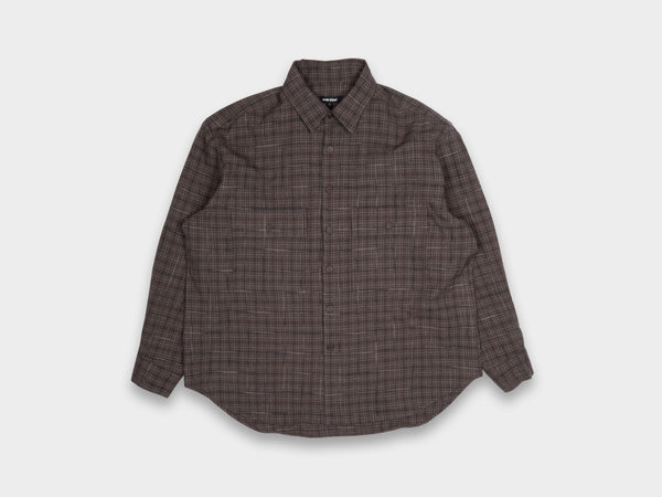 Evan Kinori Big Shirt Kasuri Wool Check Beige / Navy