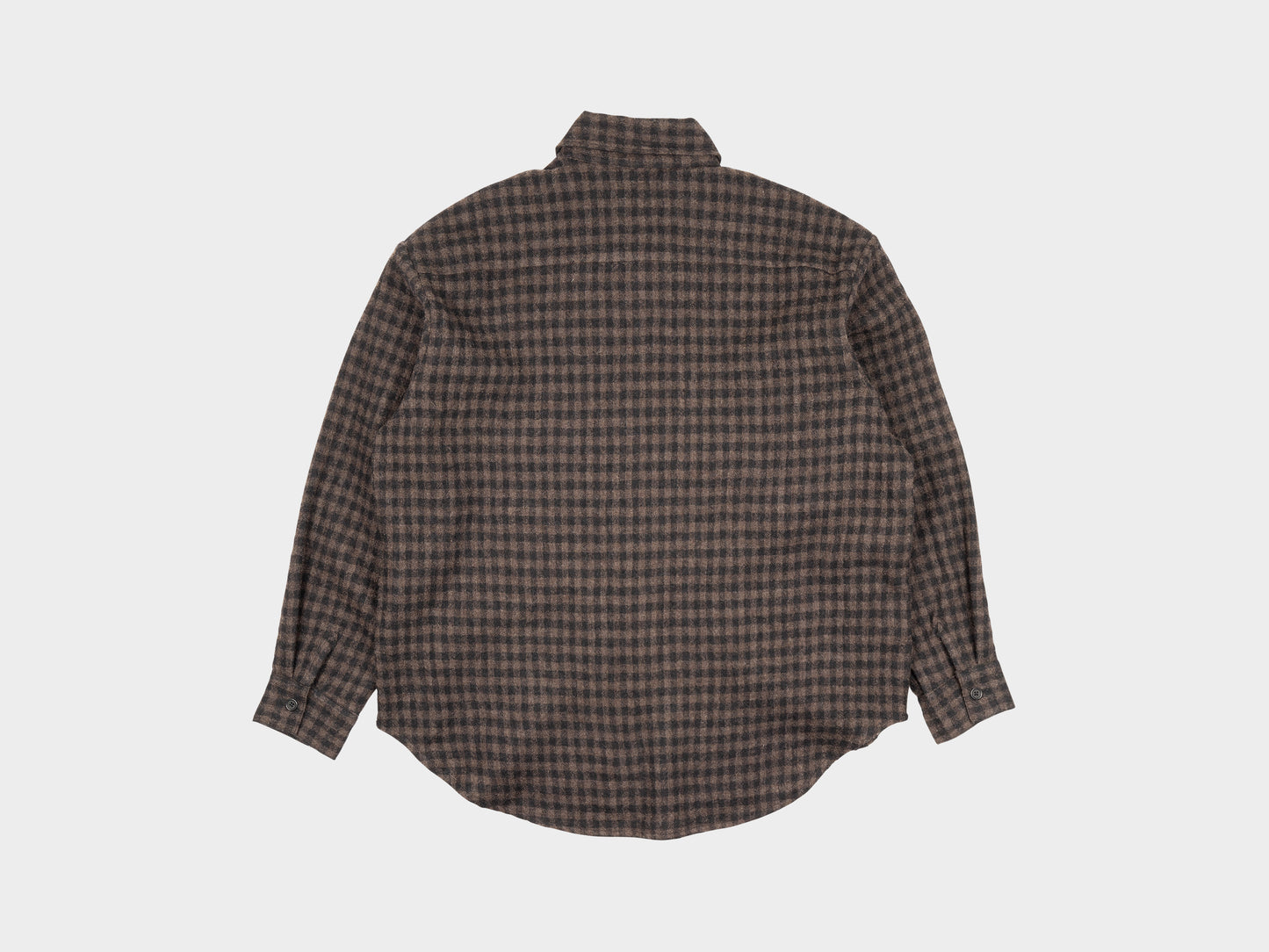 Evan Kinori Big Shirt Wool Gauze Black / Brown