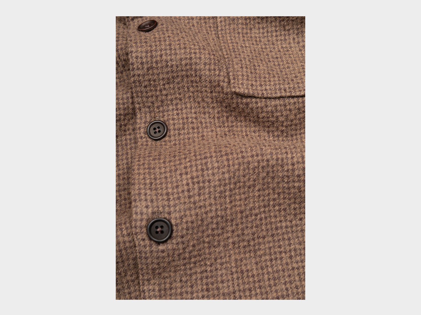 Evan Kinori Big Shirt Wool Puppytooth Brown