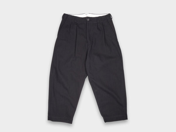 Evan Kinori Two Pleat Pant Cotton Kersey Black