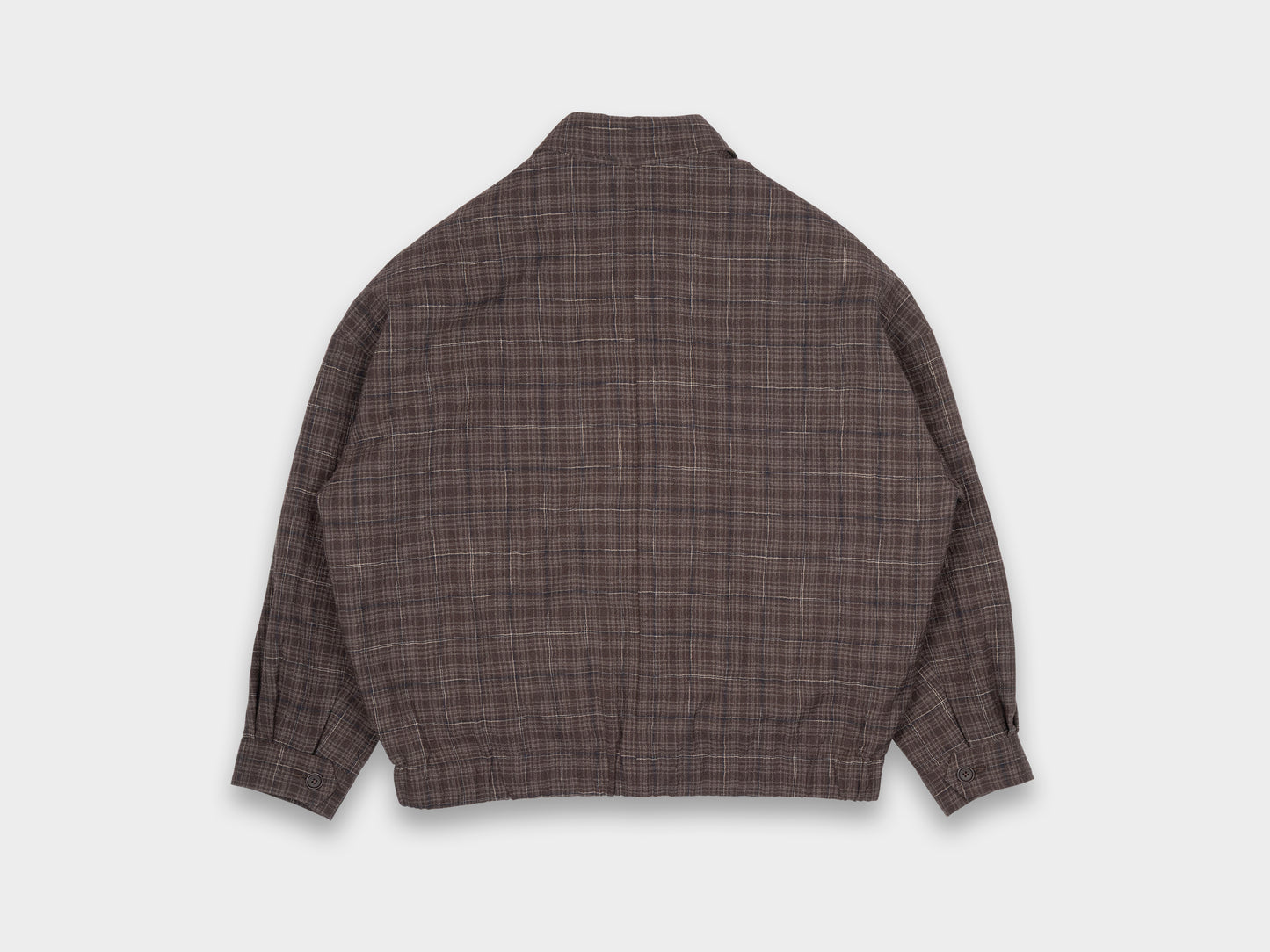Evan Kinori Zip Jacket Two Kasuri Wool Check Beige / Navy