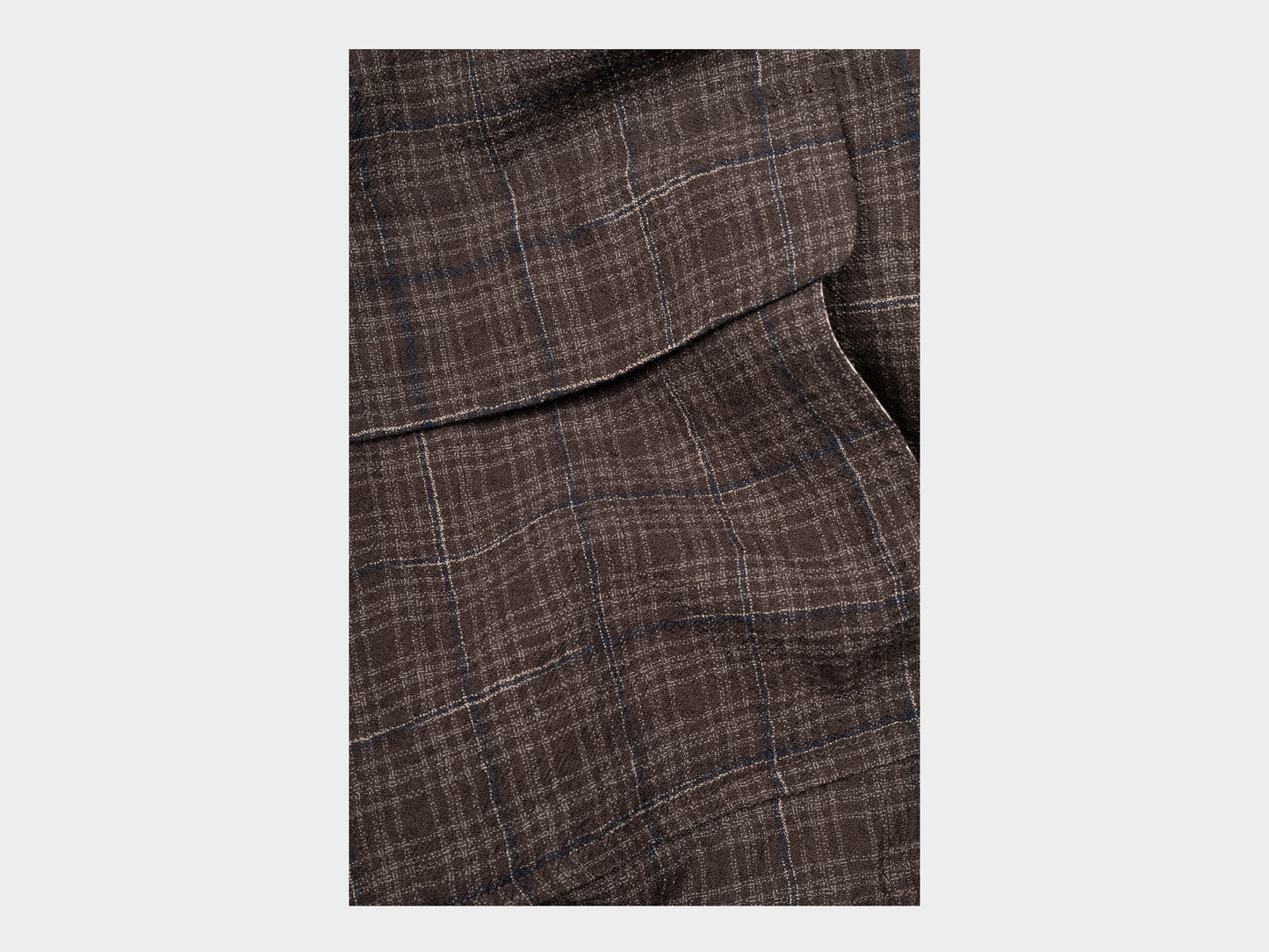 Evan Kinori Zip Jacket Two Kasuri Wool Check Beige / Navy