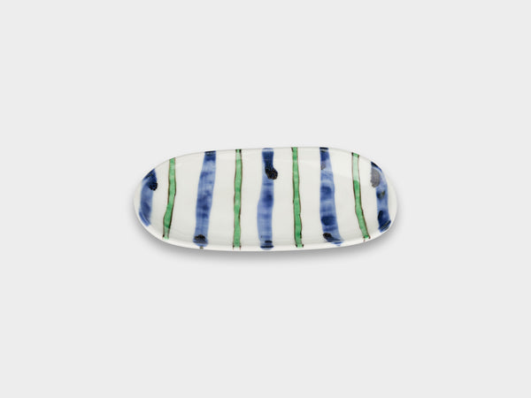 Furukawa Shozo Oval Plate Green Stripes