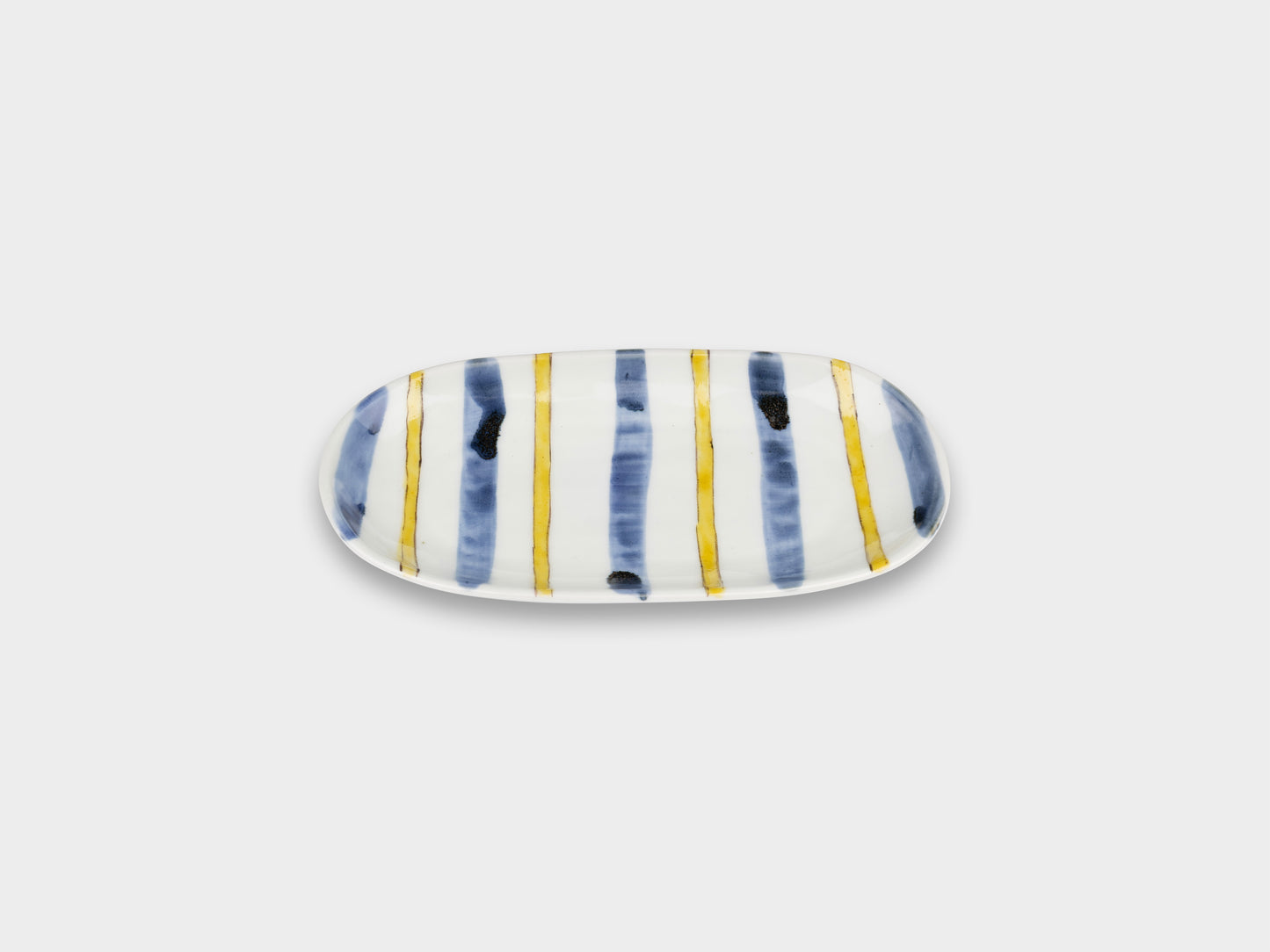 Furukawa Shozo Oval Plate Yellow Stripes