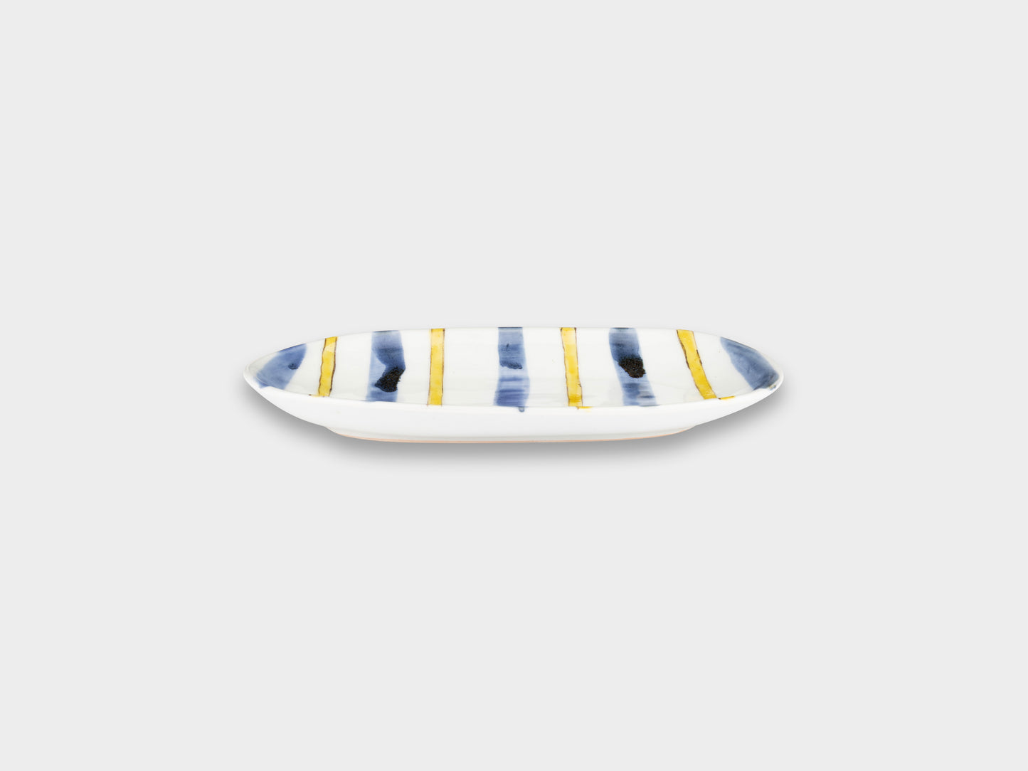 Furukawa Shozo Oval Plate Yellow Stripes