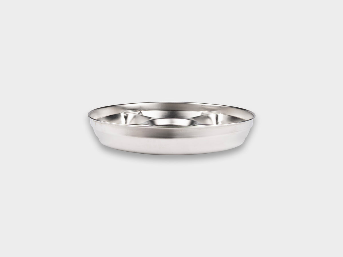 KM Stainless Rounded Snack Plate Used