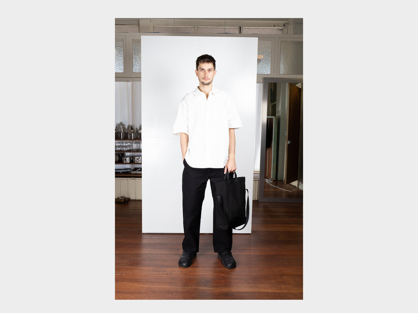 R0B1 "Multi Handle Tote" Black Nylon