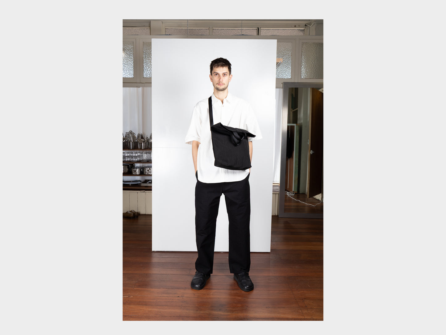 R0B1 "Multi Handle Tote" Black Nylon