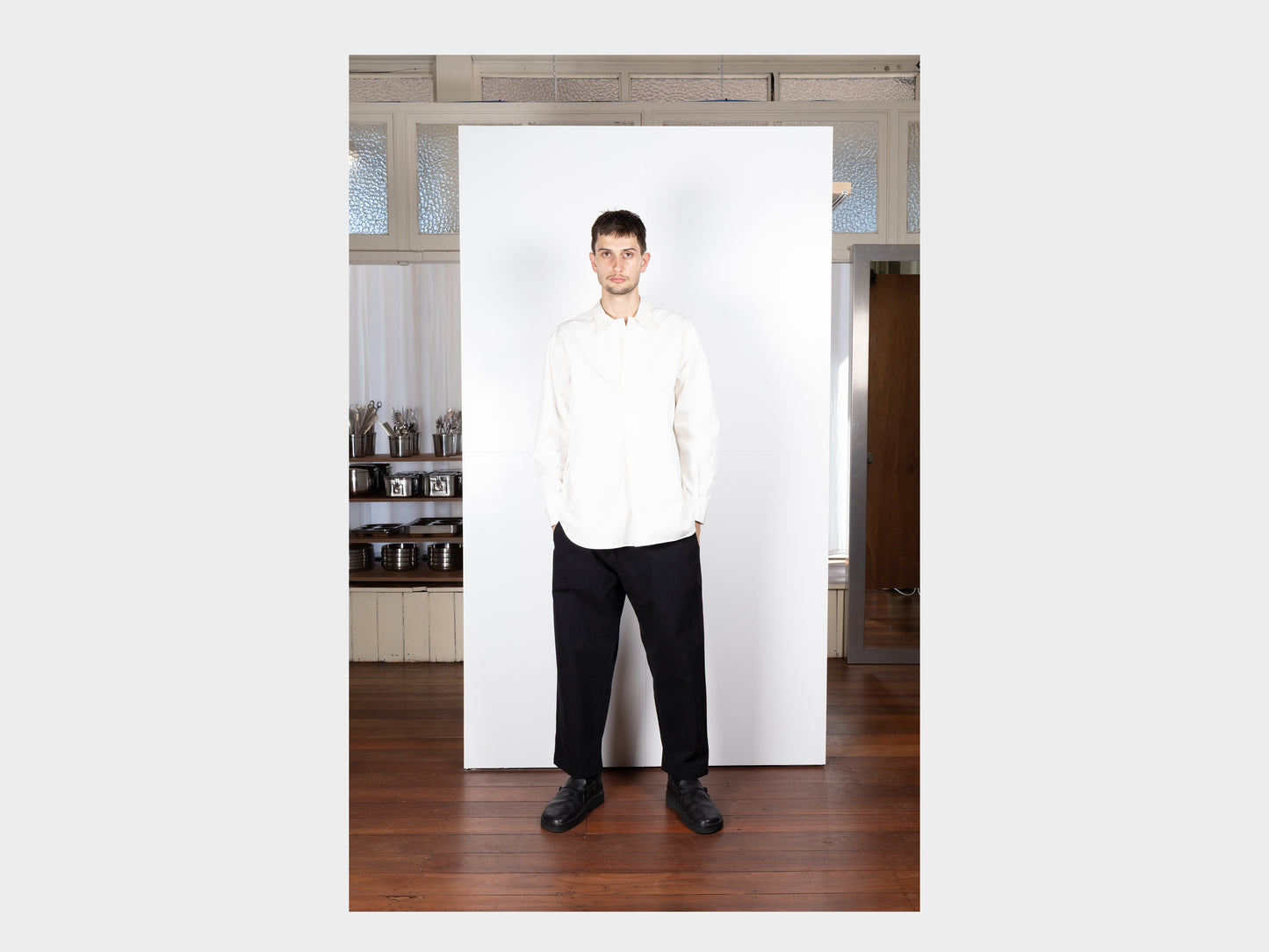 R0S2 "Pullover Shirt" White Magic Gabardine