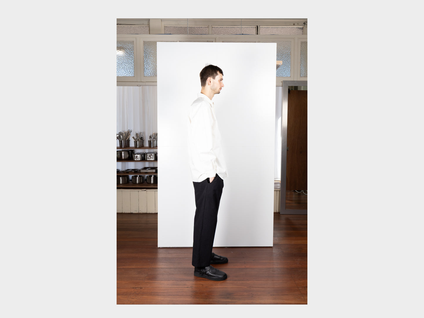 R0S2 "Pullover Shirt" White Magic Gabardine