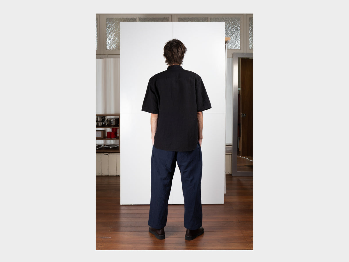 SPS9 "S/S Weather Shirt" Black Linen