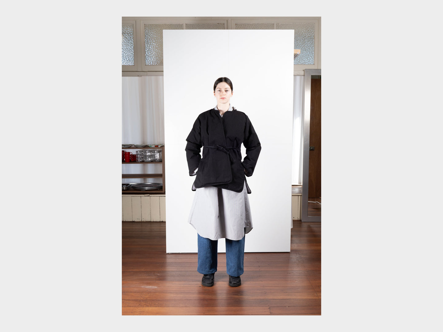 W–R21D7 "Down Cross Cardigan" Black Wax