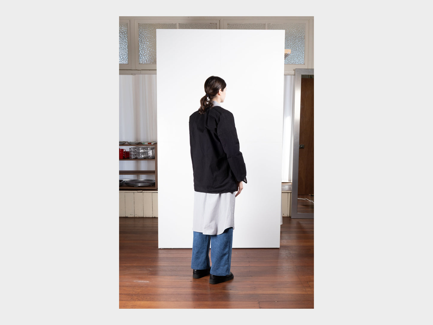 W–R21D7 "Down Cross Cardigan" Black Wax